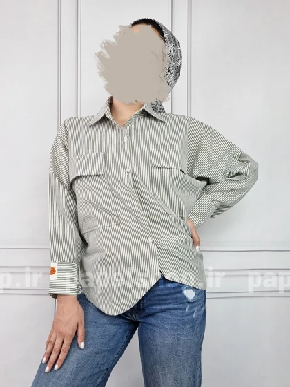 شومیز مانتویی راه راه دوجیب