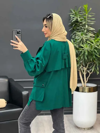مانتو لینن پشت پاگن دو جیب