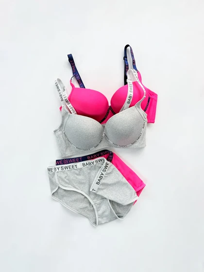 ست شورت و سوتین اسفنجی فنر دار نوار دوزی Baby sweet