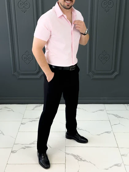 پیراهن ساده 031662 گلبهی
