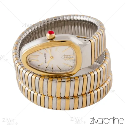 ساعت بولگاری زنانه مدل ماری دورنگ طلایی صفحه سفید 103977