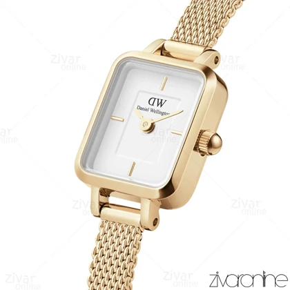 ساعت دنیل ولینگتون زنانه حصیری مستطیلی طلایی صفحه سفید 105509