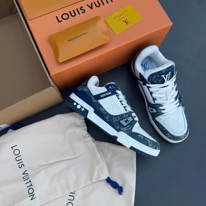 کفش لویی ویتون ترینر سوپر مستر سفید آبی Louis Vuitton Trainer Super Master White Blue