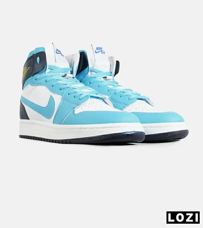 کفش کتانی ساق‌دار مردانه و زنانه سفید آبی NIKE jordan 1 مدل 7683