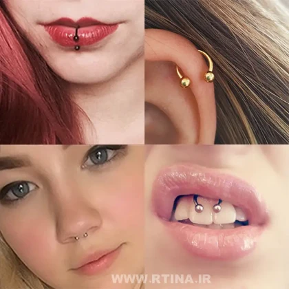 پیرسینگ بینی حلقه‌ای ساده پیچی -لب گوش لثه دماغ