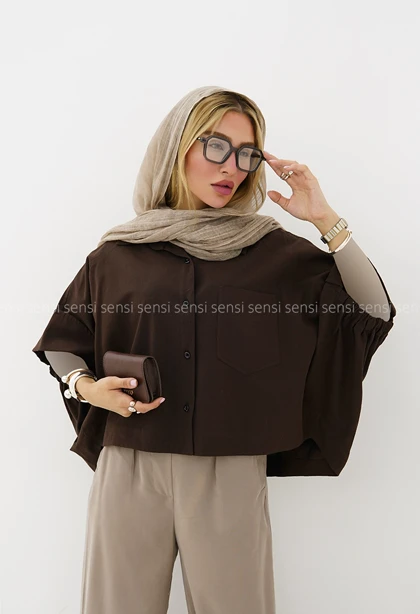 شومیز لینن زنانه آستین کش کد1006514