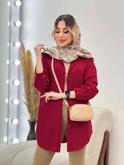 مانتو کتان دو جیب پرند