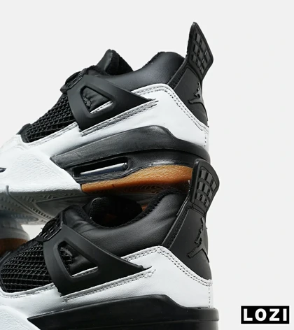 کتانی ساق‌دار زنانه و مردانه مشکی سفید Nike air jordan 4 مدل 6466