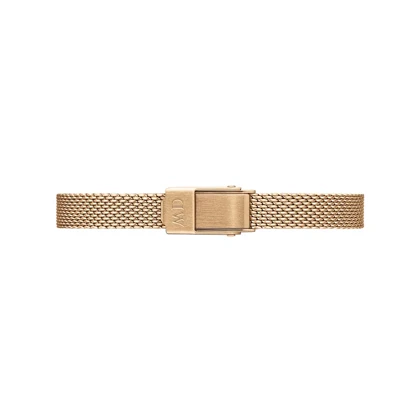 ساعت DW زنانه مستطیلی بند حصیری رزگلد صفحه سبز DW-4926-L