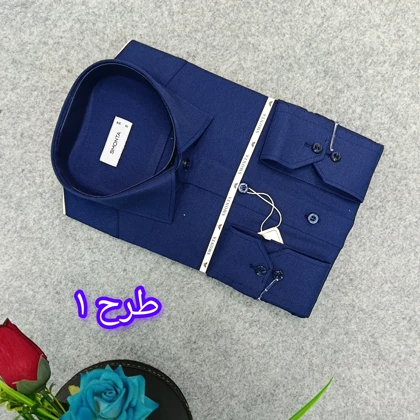 پیراهن استین بلند مردانه تک‌رنگ قواره رسمی_ پارچه فلورا کد B312