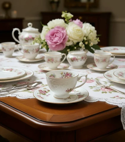 سرویس چای و قهوه خوری 6 تایی گل برجسته