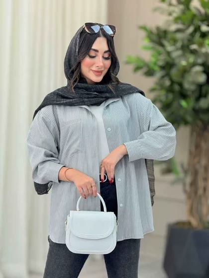 مانتو راه راه تک جیب اسرا