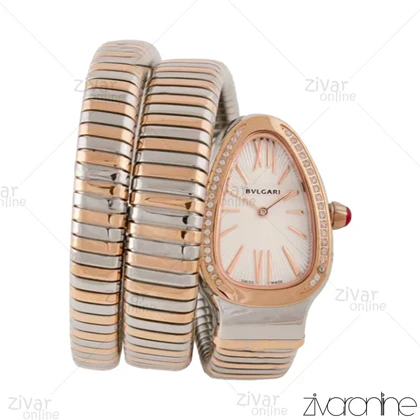 ساعت بولگاری زنانه مدل ماری دورنگ رزگلد صفحه دور نگین 103979