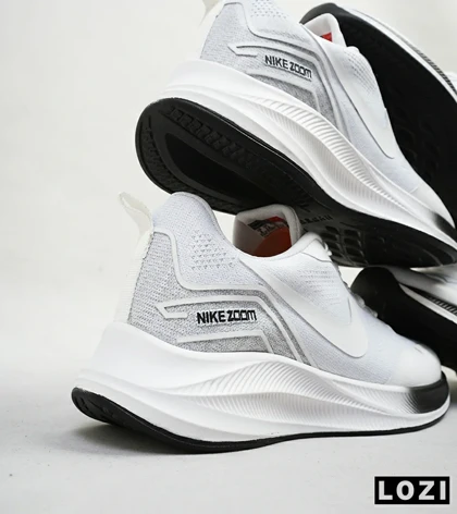 کفش کتانی بزرگ پا سفید مشکی Nike air zoom