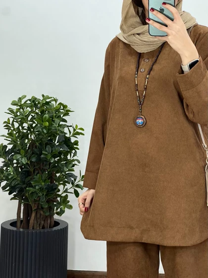 ست مانتو و شلوار مخمل دانا(ایراد دار)