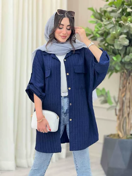 مانتو پانچ آستین پاگن جیب پاکتی