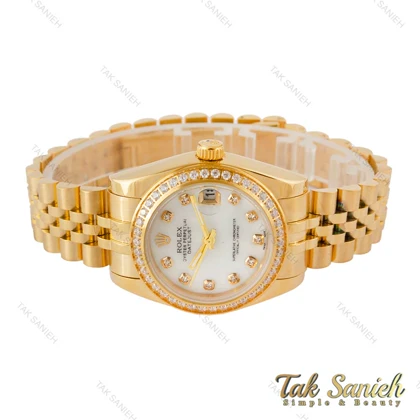 ساعت رولکس زنانه مدل دیت جاست طلایی دورنگین Rolex-4343-L