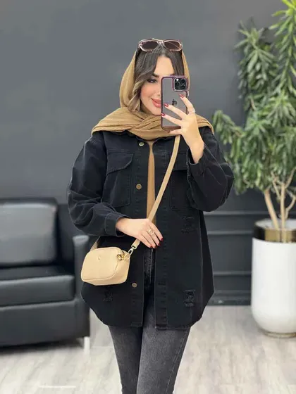 مانتو جین جیب پاکتی لاوین