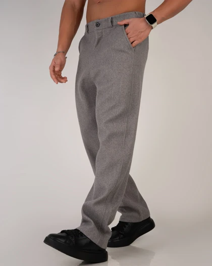 شلوار پارچه فوتر نیم بگ رنگ موکا چاکلت * اورجینال دیلم