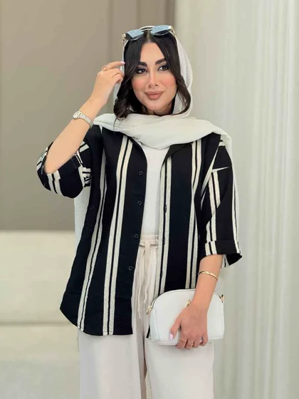 شومیز آستین پاکتی طرح راه راه