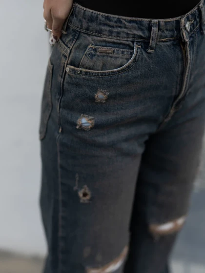 شلوارجین زنانه مدل وایدلگ قد110 شناسه 71302