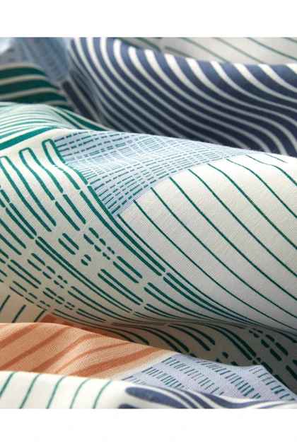 سرویس روتختی یک نفره English Home مدل Modern Weave پنبه ساده - سبز تیره و نارنجی