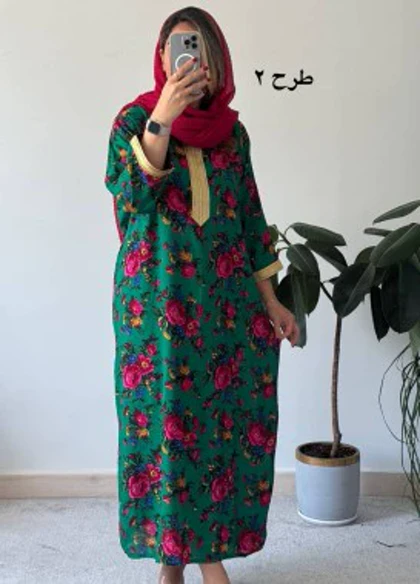 پیراهن نخی گلی
