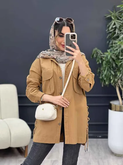 مانتو لینن جیب پیله بند دار