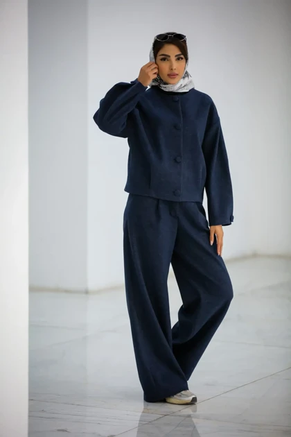 کت کراپ دخترانه مچ دکمه دار