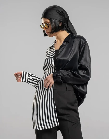 ساتن پیش دورنگ ساده و راه راه