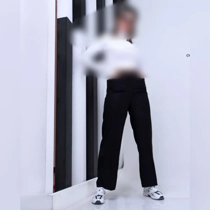 شلوار زنانه نیم بگ مخمل کبریتی مشکی پاییزه