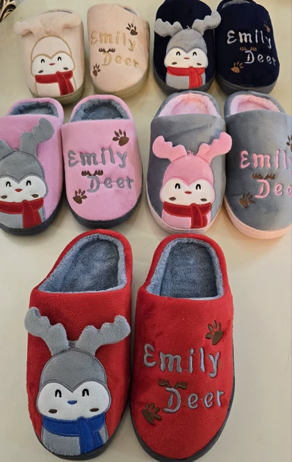 دمپایی جلوبسته اسلیپر مخمل گرم زنانه مردانه دخترانه پسرانه