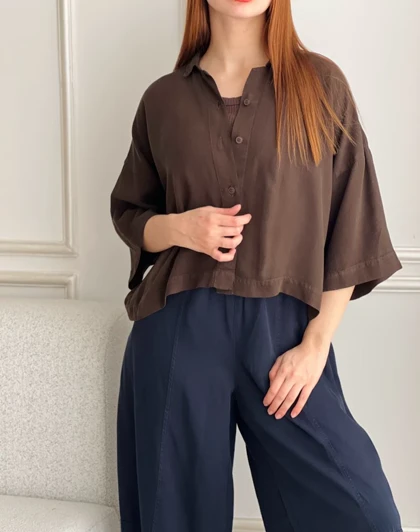 شومیز سیلک پشت دکمه تیانازکدSH-3070