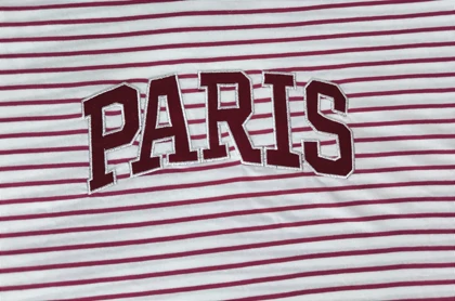 تیشرت باکسی راه راه پنبه زنانه گلدوزی PARIS