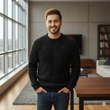 پلیور زاپ‌دار مشکی مردانه مدلDeta