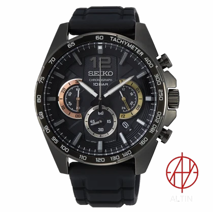 ساعت مچی مردانه سیکو (Seiko) مدل SSB349P1 (کرونوگراف اسپرت، قاب مشکی، بند سیلیکونی)
