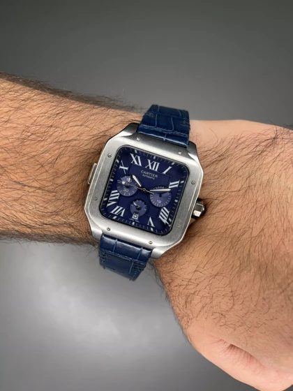 ساعت مچی کارتیه کورنوگراف بند چرمی سرمه ای Cariter