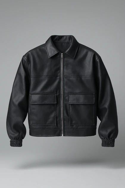 کت چرم آستر دار برش باکسی