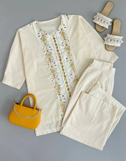 ست لینن با خرجکار هندی کد 2896