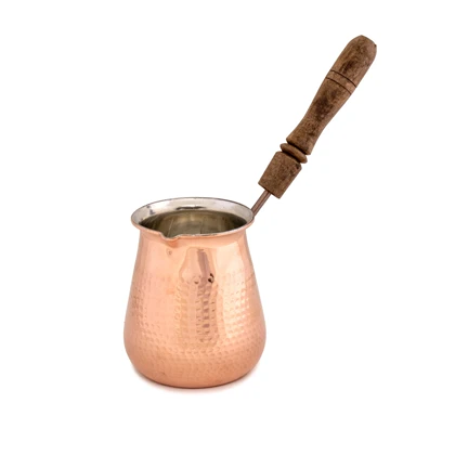 قهوه جوش مسی دسته چوبی گنجایش 6 کاپ