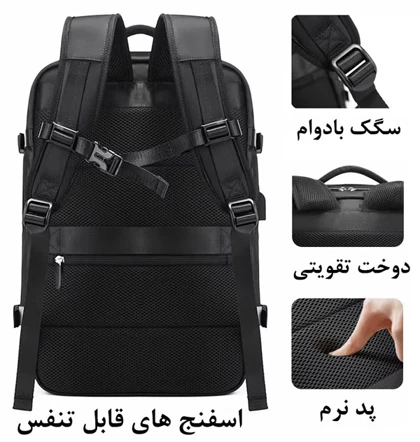 کیف مسافرتی کوله پشتی لپ تاپ 17اینچ اورجینال بنج BANGE 1800