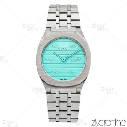 ساعت گوچی زنانه نقره ای صفحه آبی تیفانی 106031