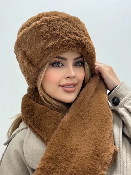 ست کلاه و شال روسی وارداتی