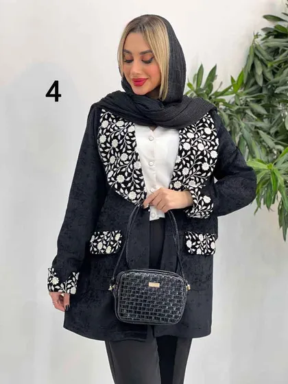 مانتو مخمل طرح دار