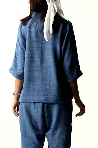 شومیز جلو بسته یقه برگردان زنانه