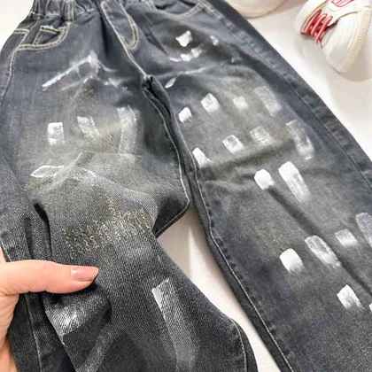 شلوار جین زغالی مدل رنگی مام استایل اورجینال