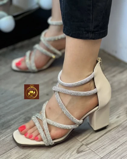 صندل نگینی مجلسی زنانه دور مچی نگین ساده