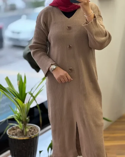 پیراهن بافت سه دکمه _8047