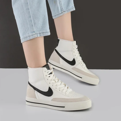 کفش و کتانی زنانه مدل نایک نیم ساق رنگ سفید مشکی مدل نایک NIKE کد M570
