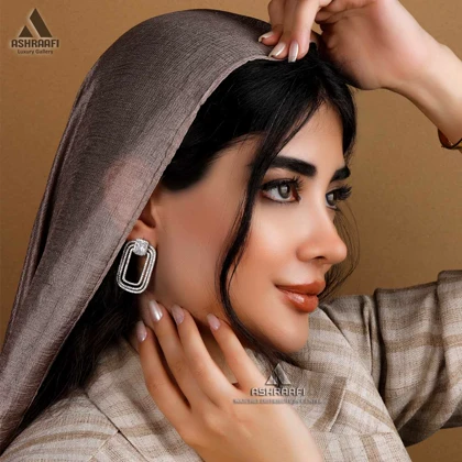 گوشواره مستطیلی نگین‌دار Diamond Earrings S01